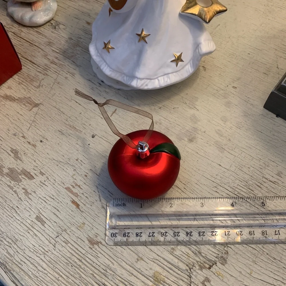 4 pc 🍎 IKEA Apple Christmas ornaments decorations in box holiday decor red fruit